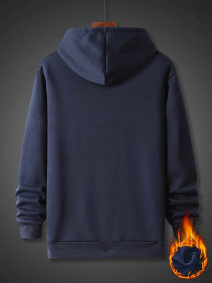 Men's Autumn/Winter Casual Fashion Warm Alphabets Pattern Printed Loose Thick Velvet Hoodie+Sports Pants Set