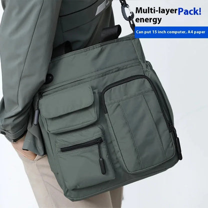 Business Men Shoulder Bag Multilayer Multifunctional Tablet and Document Handbag Diagonal Cross bag Leisure Briefcase