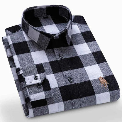 Long Sleeve Shirts For Men Classic Style Turn Down Collar Flannel Plaid Casual Clothing Daily Use Easy Care Soft Material Shirts