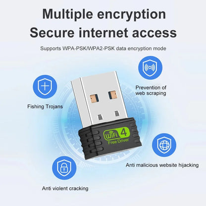 Mini USB WiFi Adapter 150M Wireless Network Card 2.4GHz WiFi Ethernet Receiver Free Drive USB Dongle for PC Computer Accessories - AMULET RING STORE