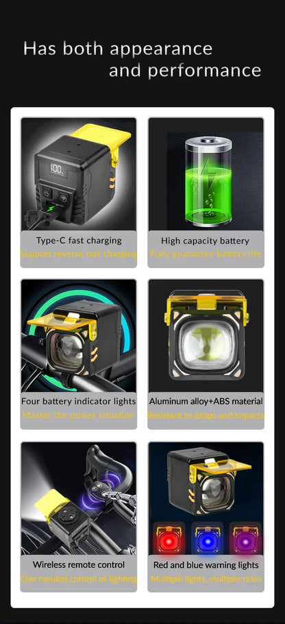 New Multifunctional Q05 MTB Bike Light Rechargeable Waterproof Remote Control White Red Blue LED Outdoor Cycling Birthday Gift - AMULET RING STORE