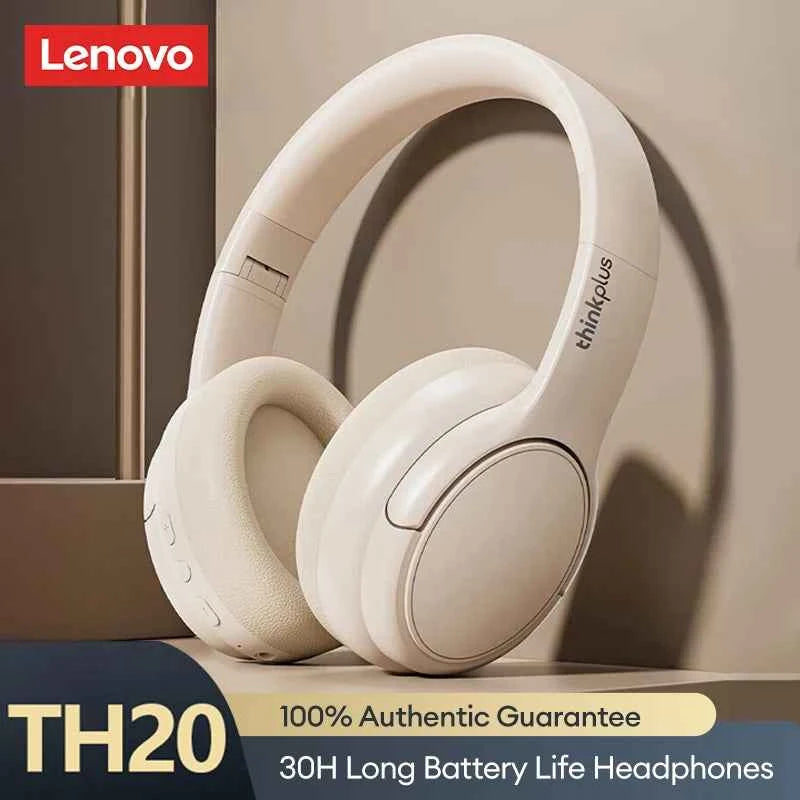 Original Lenovo TH20 Wireless Earphones Head Mounted Bluetooth Headphones HD Stereo Low Latency Music Game Earbuds Sport Headset