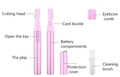 2022 New Multi Functional Mini Handle Beauty Women Painless Automatic Shaving Trim Eyebrows Electric Eyebrow Trimmer Pink Black - AMULET RING STORE