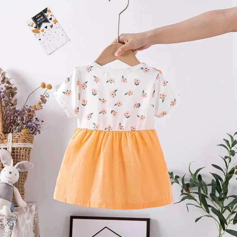 (0-3 Years) Cute Summer Baby Girls Dress Short Sleeve Flower Child Dress Peter Pan Collar Cool Princess Dress