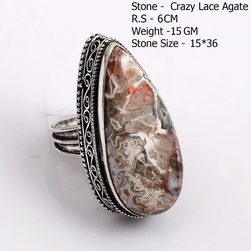 Genuine Turquoise Labradorite Moonstone Owyhee Opal Amazonite Ruby Zoisite  Ring