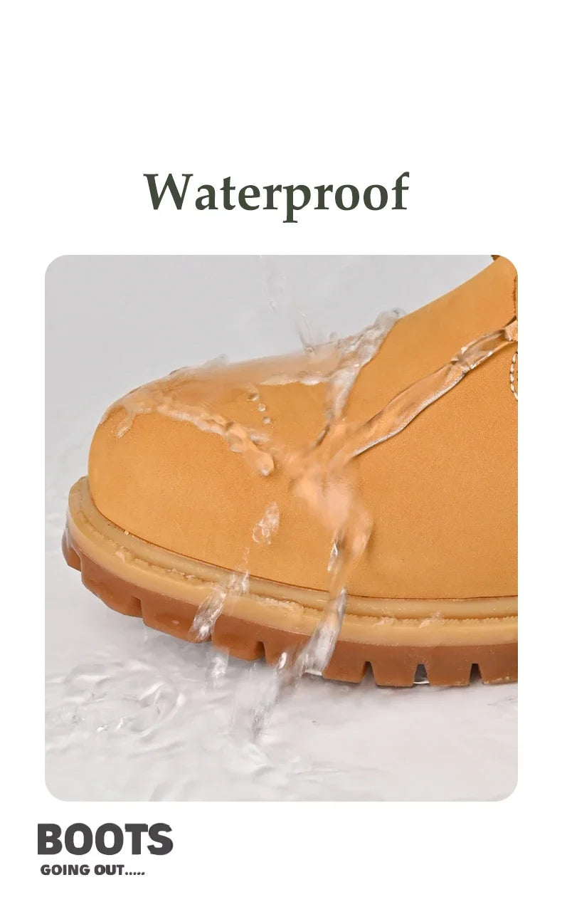 Boots Men High Top Boots High Quality Women Leather Shoes Fashion Outdoor Sneakers Men Lace Up Non-Slip Ankle Boots for Couple - AMULET RING STORE