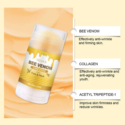 EELHOE Bee Venom Brightening Face and Neck Cream Stick Moisturizing Facial Skin Firming Rejuvenation Neck Lift Stick Cream 40g