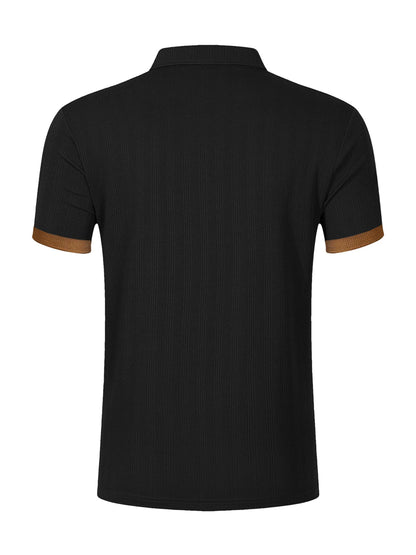 Men s Summer Lapel T-Shirt with Stylish Contrast Colors and Short Sleeves - Perfect for Beach Vacations and Streetwear Fashion