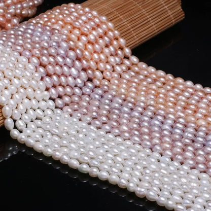 AAA White Rice Pearl Beads 6-7mm Natural Freshwater Baroque Pearls Beads for Jewelry Making DIY Necklace Bracelet Accessories - AMULET RING STORE