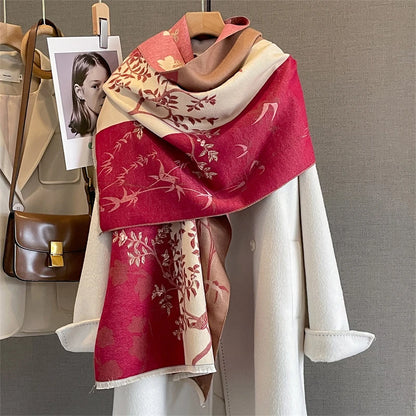 Travel Poncho Warm Cashmere Scarf Women 2025 Luxury Thick Blanket Winter Bufanda Shawl Print New Wraps Pashmina Female Stoles - AMULET RING STORE