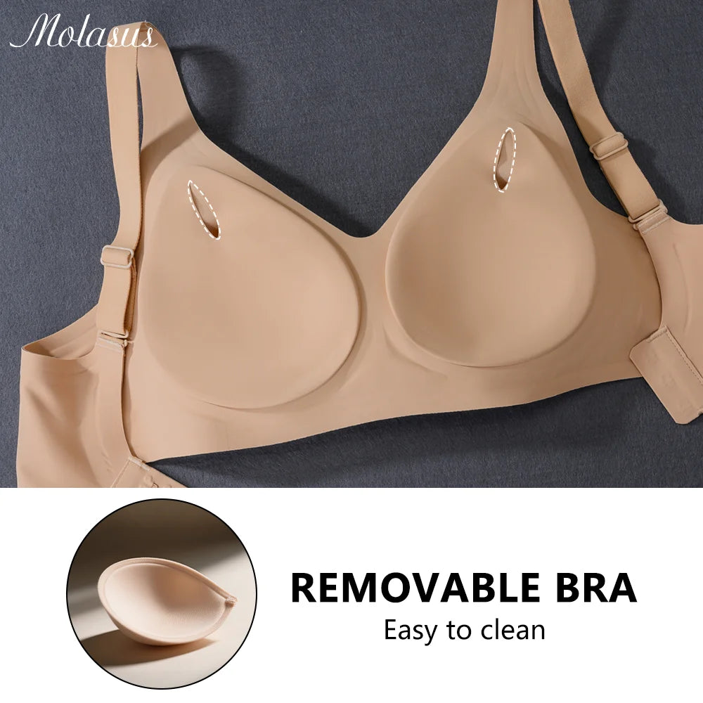 Women Underwire Bra Wide Adjuestable Strap Solid Color Plus Size Bras