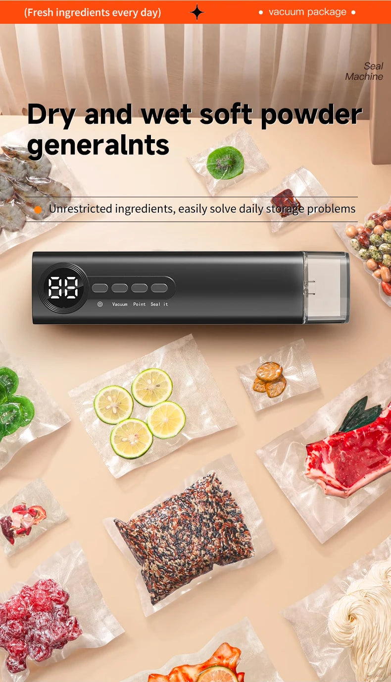 RS-F183H Mini Wireless Food Vacuum Sealing Machine, Digital Multifunctional Charging Magnetic Heat Absorption Sealing Machine. - AMULET RING STORE