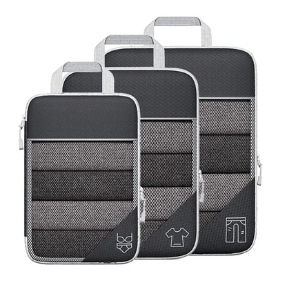 3/6PCS Compressed Packing Cubes Travel Storage Set With Shoe Bag Mesh Visual Luggage Organizer Portable Lightweight Suitcase Bag - AMULET RING STORE