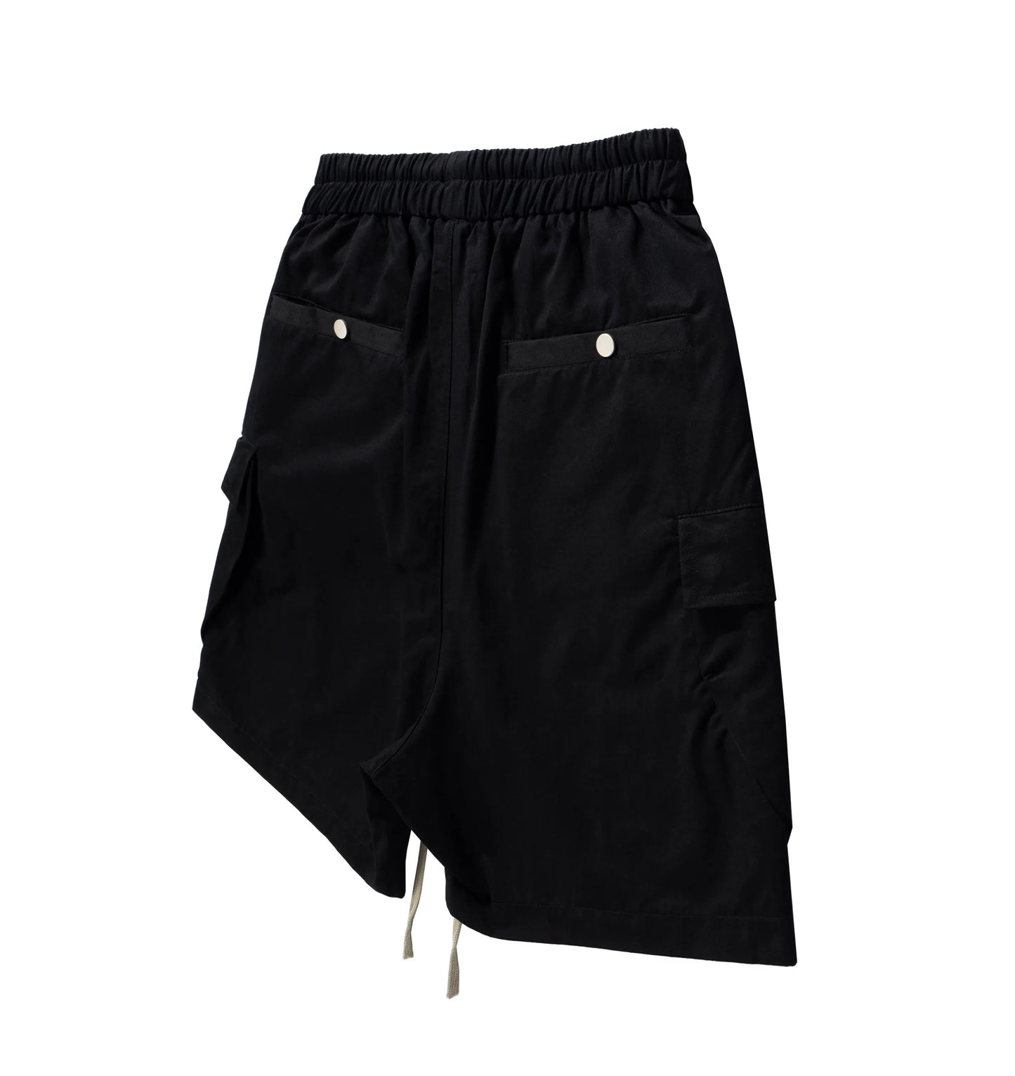 Mauroicardi Spring Summer Cool Handsome Hard Black Cargo Shorts for Men High Waist Drawstring Short Straight Pants Clothes 2025