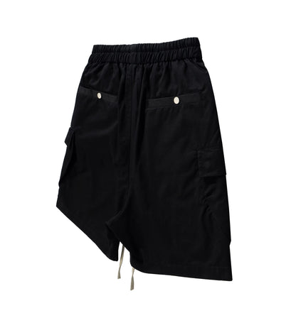 Mauroicardi Spring Summer Cool Handsome Hard Black Cargo Shorts for Men High Waist Drawstring Short Straight Pants Clothes 2025