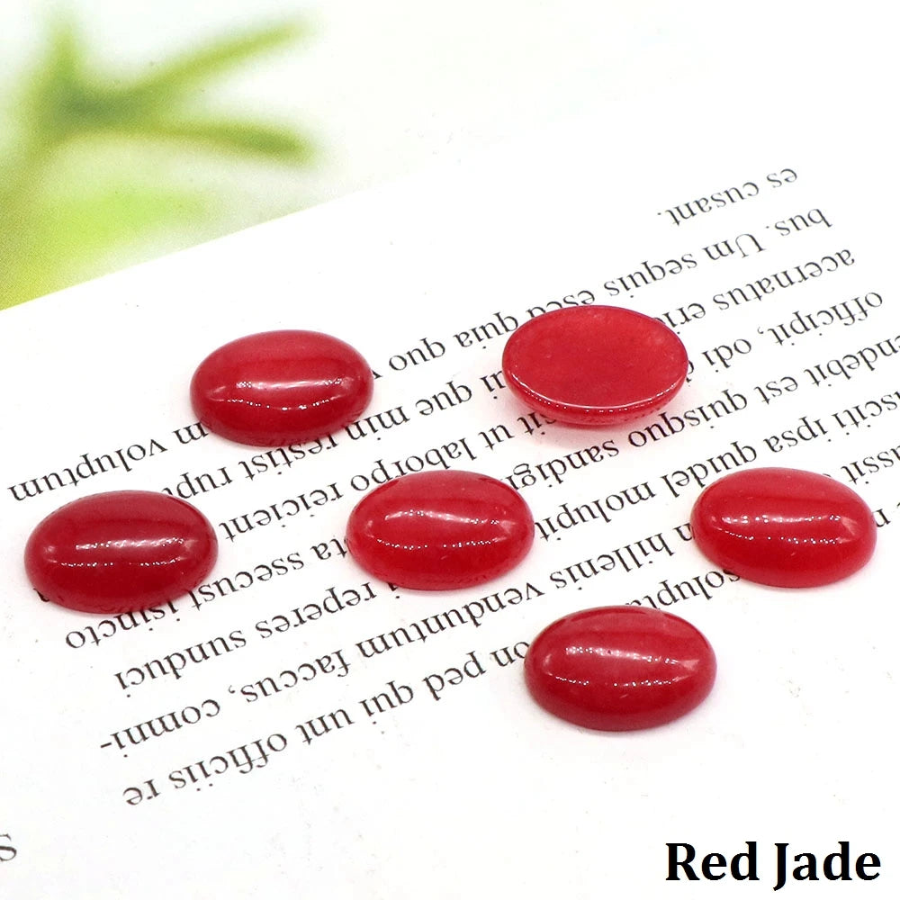 5pcs/Lot Natural Crystals Stone Oval Cabochon Beads Flat Back Cab Cameo DIY Ring Pendant Necklace Jewelry Making Accessories