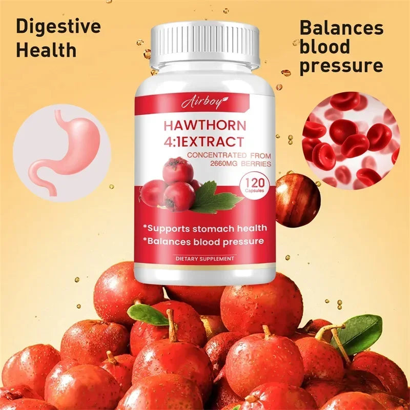 Hawthorn Berry Extract Capsule - Supports Digestive Health, Promotes Energy Production, Blood Circulation, and Boosts Immunity - AMULET RING STORE