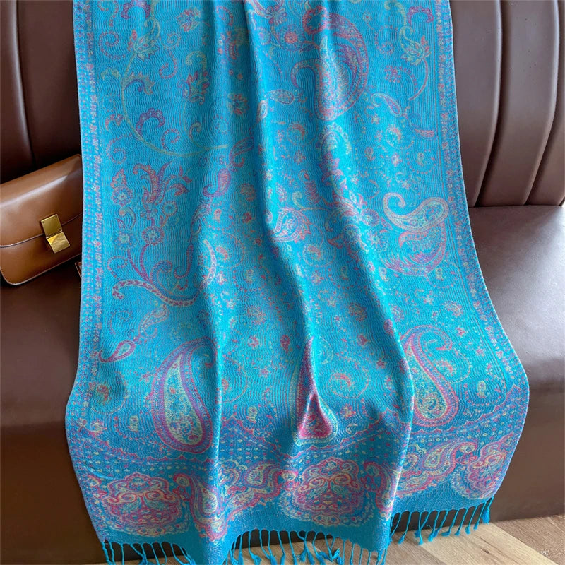 Elegant Ethnic Autumn Cashmere Shawl for Women Jacquard Pashmina Scarves Bufandas De Invierno Mujer Female Foulard Stoles Scarf - AMULET RING STORE