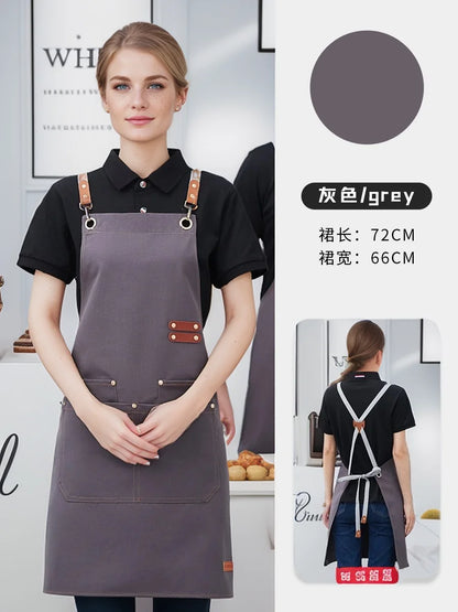 Waterproof Kitchen Apron Perfessional Kitchen Apron Restaurant Shop Waiter Work Uniform Women/Men With Pockets Cleaning Pinafore - AMULET RING STORE
