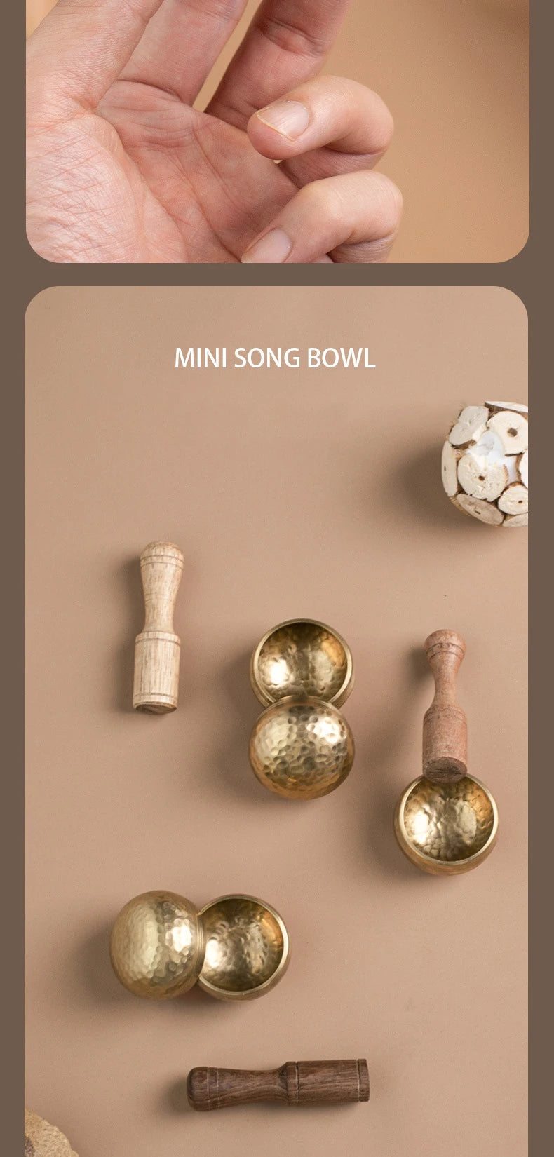 Mini Singing Bowl Portable Small Tibetan Bowls Nepal Handmade Meditation Sound Healing Mindfulness Spiritual Copper Percussion - AMULET RING STORE