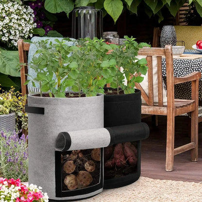 2 Size Felt plant grow bags nonwoven fabric garden potato pot greenhouse vegetable growing bags moisturizing vertical tools - AMULET RING STORE
