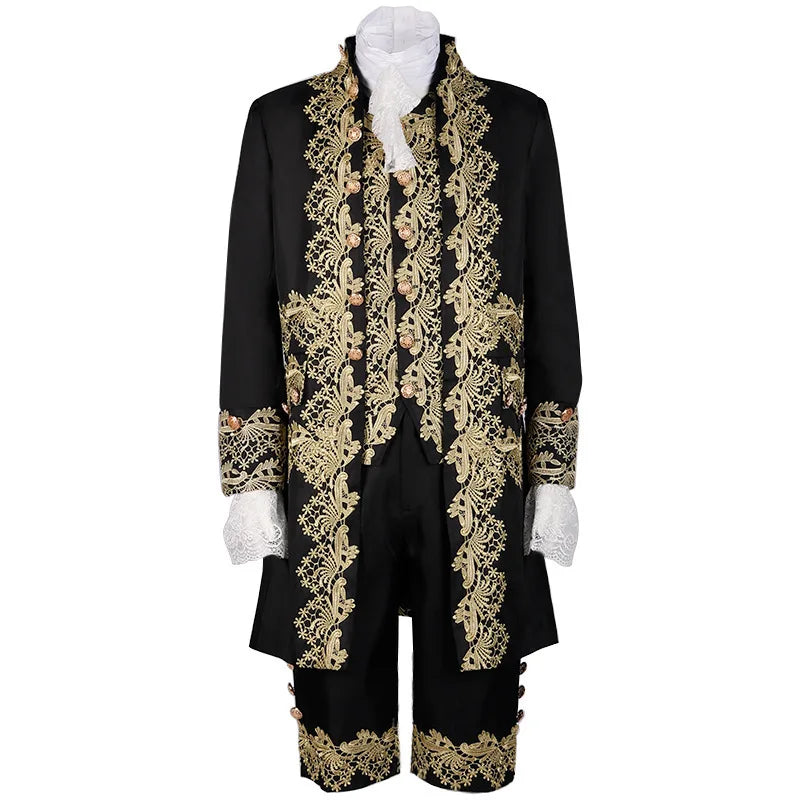 2025 New Medieval Vintage Prince Lace Suits for Men and Women, Halloween Performance Cosplay Three Piece Set(Blazer+Vest+Pants)