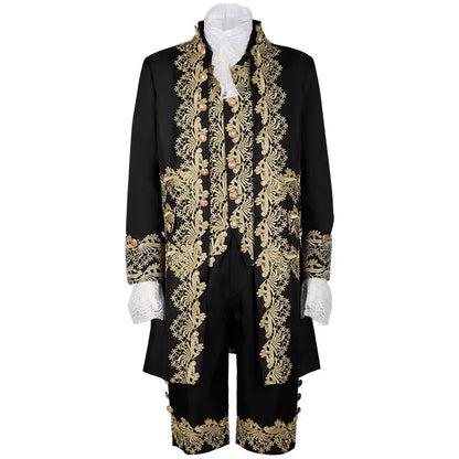 2025 New Medieval Vintage Prince Lace Suits for Men and Women, Halloween Performance Cosplay Three Piece Set(Blazer+Vest+Pants)