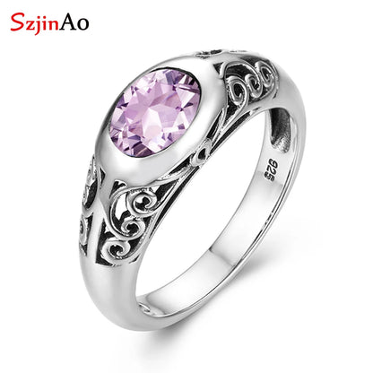 Retro Real 925 Sterling Silver Peridot Rings For Women 6*8mm Oval Gemstones Wedding Enagement Famous Brand Jewelry