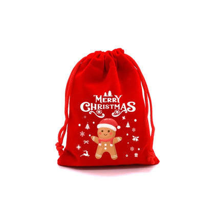 1PC Red Christmas Velvet Bags Drawstring Pouch Candy Gift Bag Bracelet Earrings Necklaces Jewelry Packaging Storage Bags - AMULET RING STORE