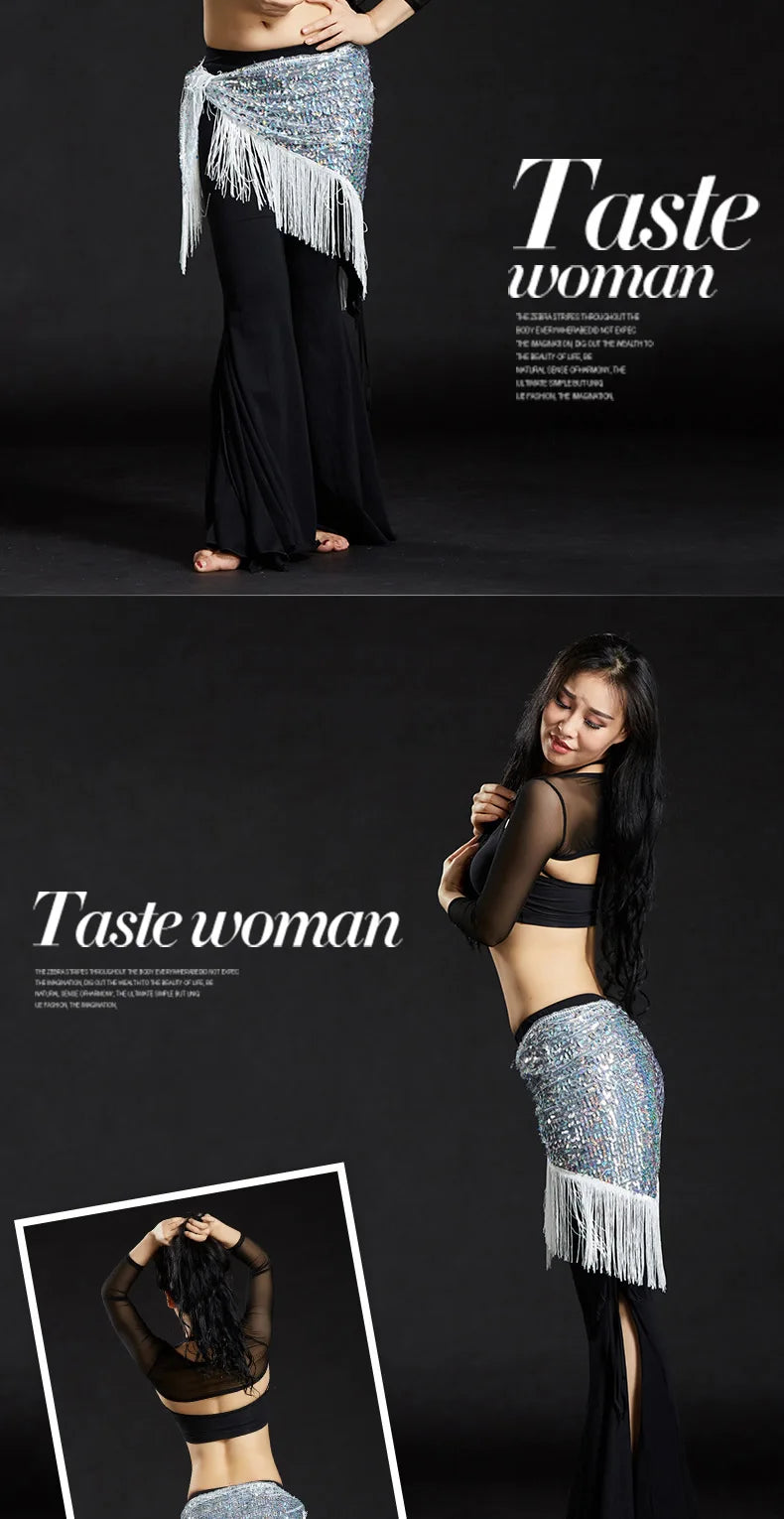 Wholesale Cheap Sexy Women Girls Sequin Triangle Shawl Hip Shawl Belly Dance Belts - AMULET RING STORE