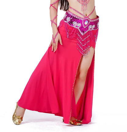 Women Sexy Belly Dance Beaded Top Bra & Belt 2pieces Belly Dance Costume Outfit Set Female Bollytwood Dance Costume 11 Colors