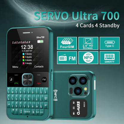SERVO 4 SIM Card 4 Standby QWERTY Keyboard Mobile Phone Speed Dial Blacklist FM Radio Flashlight 2G GSM Cellular Cellphone TypeC