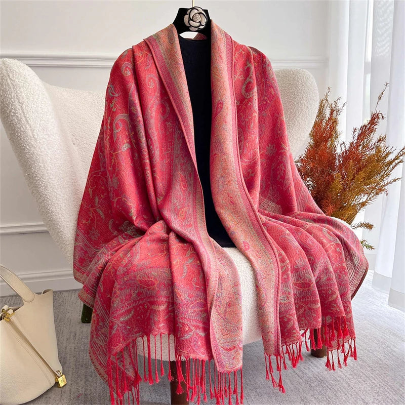 Autumn Bohemian Ethnic Paisley Cashmere Shawls Scarf for Women Warm Jacquard Pashmina Scarves Print Design Lady Foulard Stoles - AMULET RING STORE