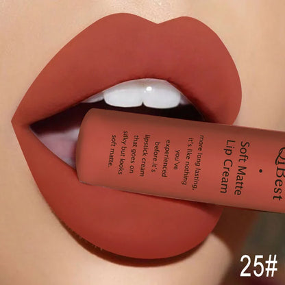 QIBEST Sexy Velvet Matte Lip Gloss Liquid Lipstick Lipgloss Beauty Red Nude Waterproof Long-lasting Lip Stain Makeup For Women - AMULET RING STORE