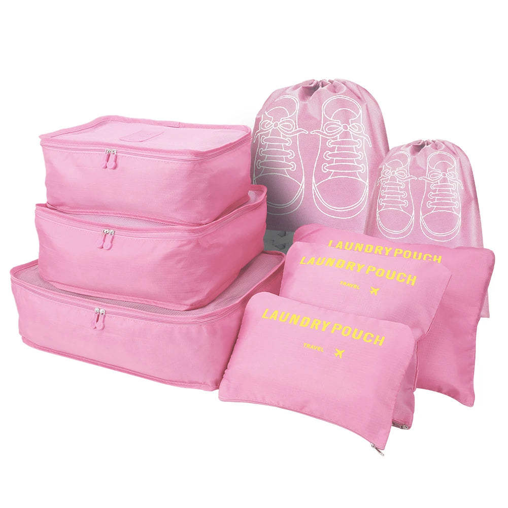 8/7/6 Pieces Set Travel Organizer Storage Bags Suitcase Packing Cubes Set Cases Portable Folding Luggage Clothes Shoe Tidy Pouch - AMULET RING STORE