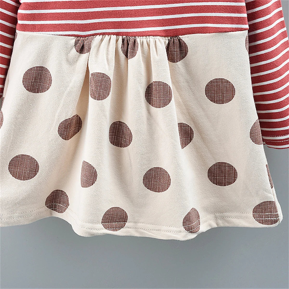 Spot Girls Dress Autumn Children Wear New Fashion Polka Dot Print Bow Long Sleeve Fake Two-piece Children's Skirt - AMULET RING STORE