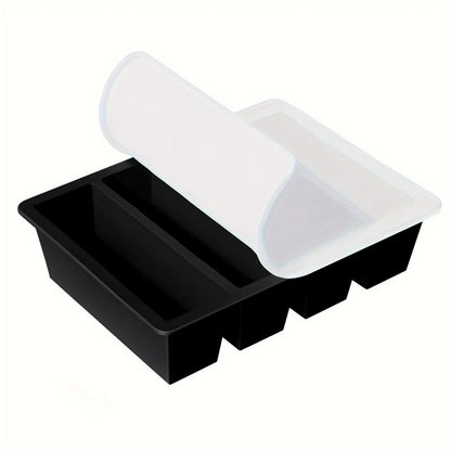 1/4pcs Large Rectangular Ice Cube Mold Set with Lid Stackable Freezer Trays for Bottles Beverages Long Cubes Mould Kitchen Items - AMULET RING STORE