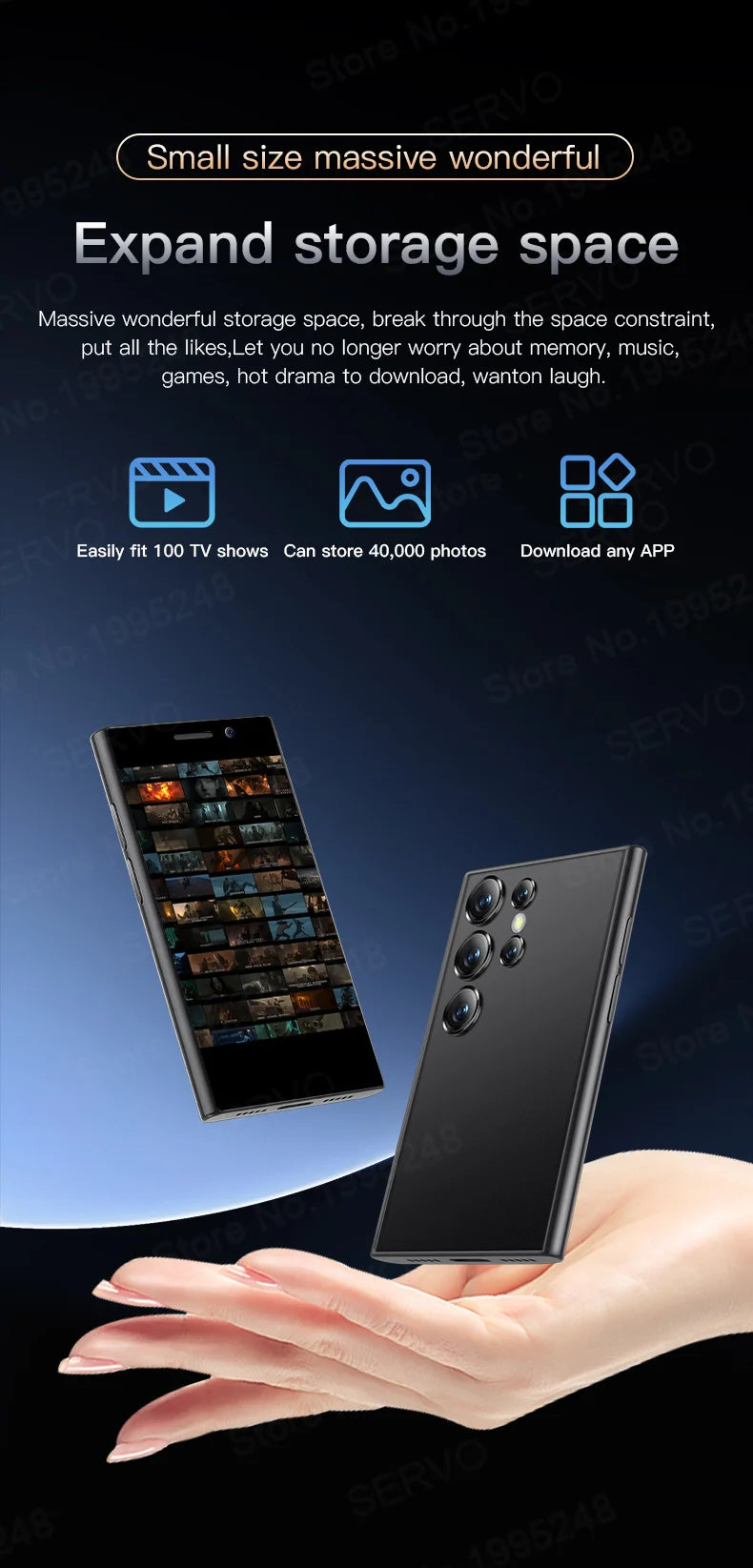 2024 New SERVO S24 Mini 4G Global Smartphone Android System Google Store 2000mAh Facial Unlock Small Smartphones Latest Upgrade - AMULET RING STORE