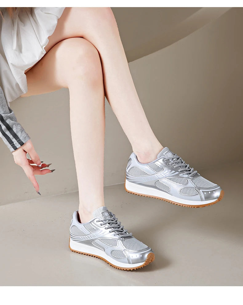 Women's Colorblock Casual Sneakers, Lace Up Soft Sole Platform Casual Shoes, Low-top Walking Comfy Shoes in holiday - AMULET RING STORE