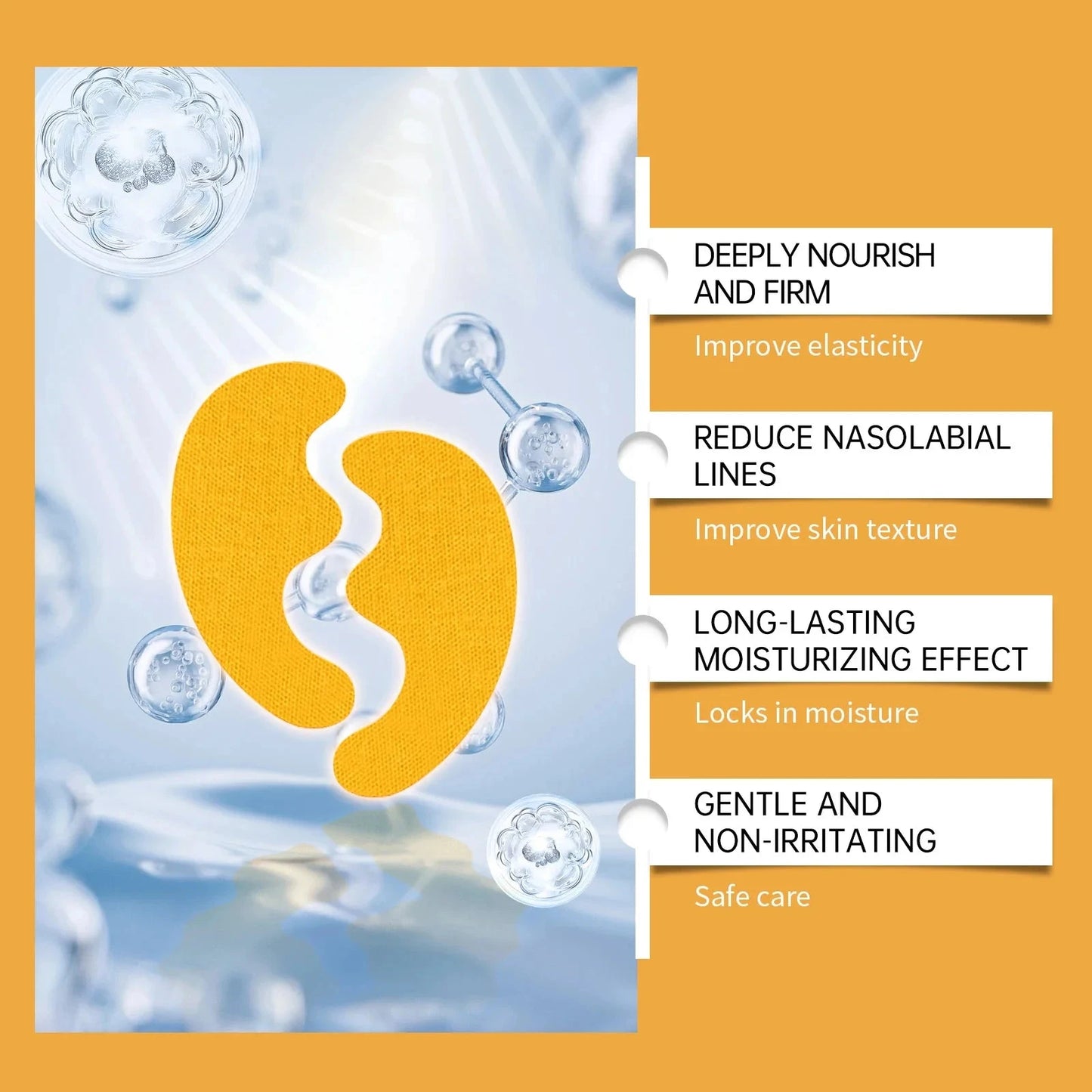 Nasolabial Folds Patch Contain Collagen Hyaluronic Acid Firming Skin Fade Fine Lines Deep Moisturizing Facial Mask Anti Wrinkle