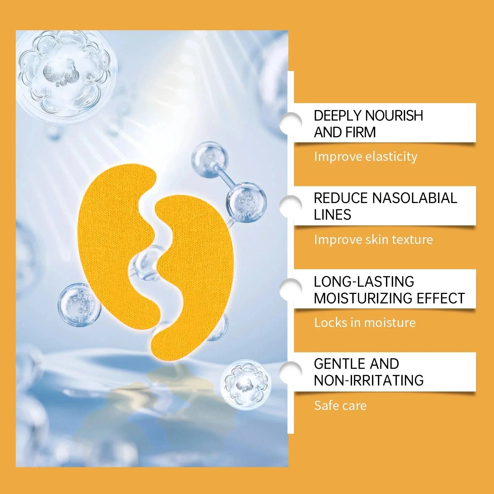 Nasolabial Folds Patch Contain Collagen Hyaluronic Acid Firming Skin Fade Fine Lines Deep Moisturizing Facial Mask Anti Wrinkle