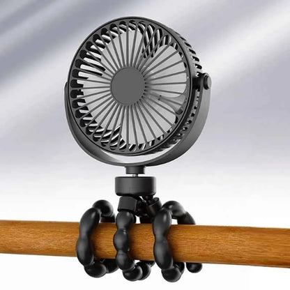 Portable Oscillating Pram Fan Mini Handheld Personal Car Seat Baby Fan with Flexible Tripod Clip-on USB Battery Operated