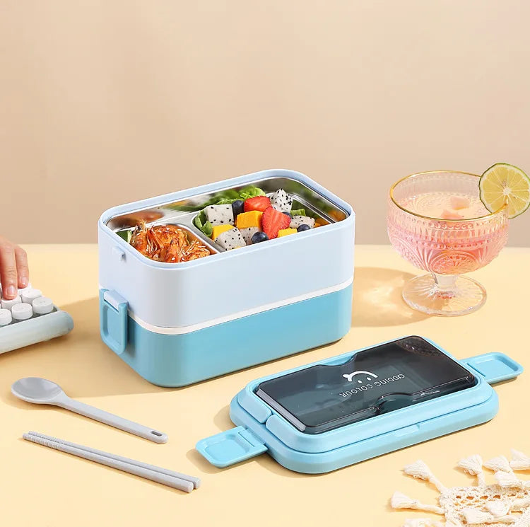 304 stainless steel lunch box for kids adult portable Microwavable insulated bento compartment multilayer food storage container - AMULET RING STORE