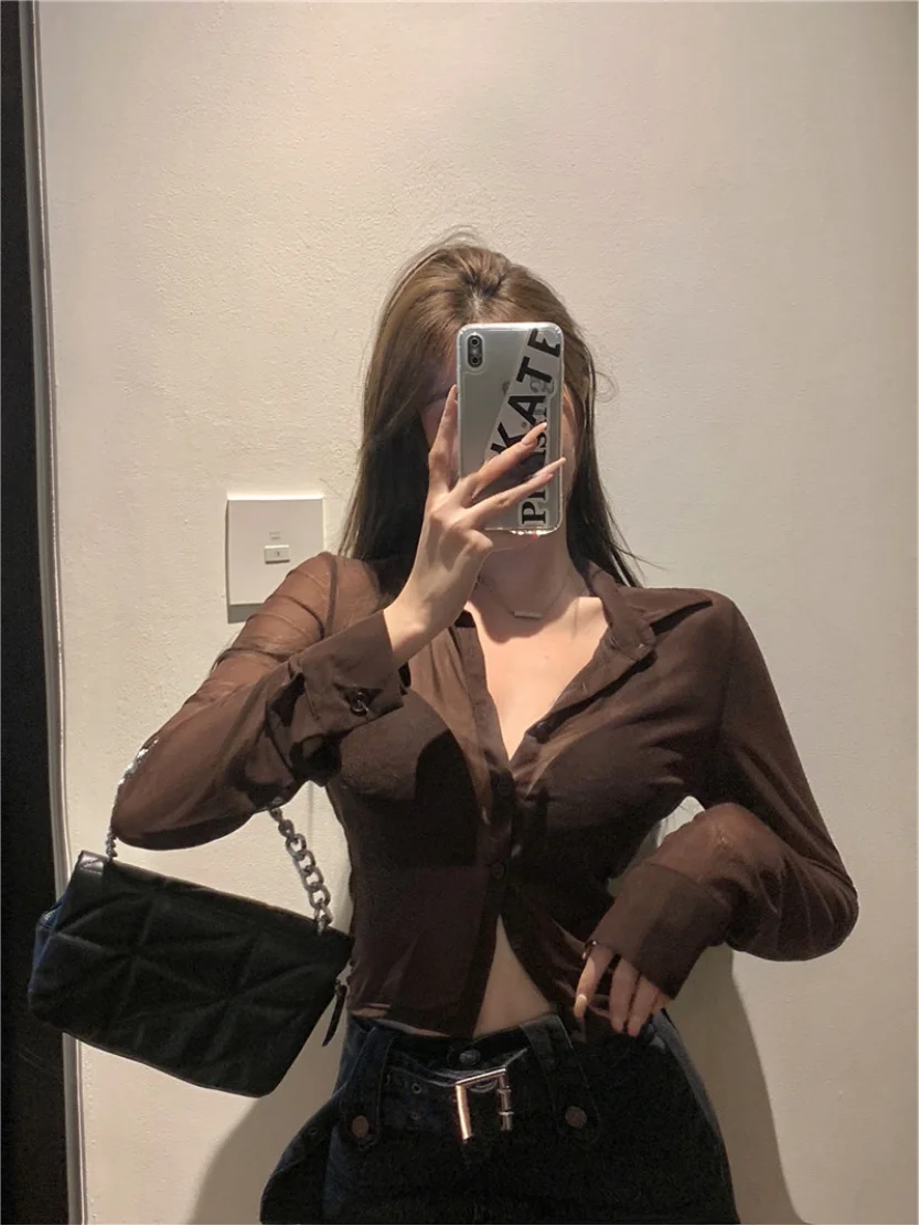 Bla Lace irt Sexy Thin Sun Protection Women's Summer New Pure Desire Versatile Slim ort Top Korean Sle Collar Lo... - AMULET RING STORE