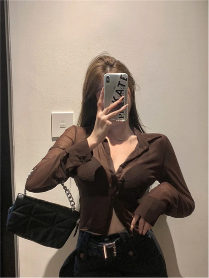 Bla Lace irt Sexy Thin Sun Protection Women's Summer New Pure Desire Versatile Slim ort Top Korean Sle Collar Lo... - AMULET RING STORE