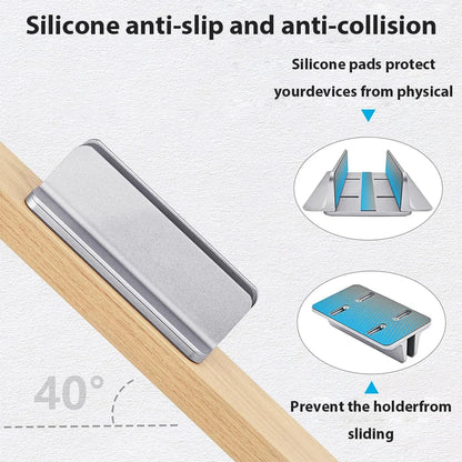 Vertical Laptop Stand For Macbook Air Pro 13 15 16 Desktop Aluminum Stand With Adjustable Dock Size For Notebook Computer Stand - AMULET RING STORE