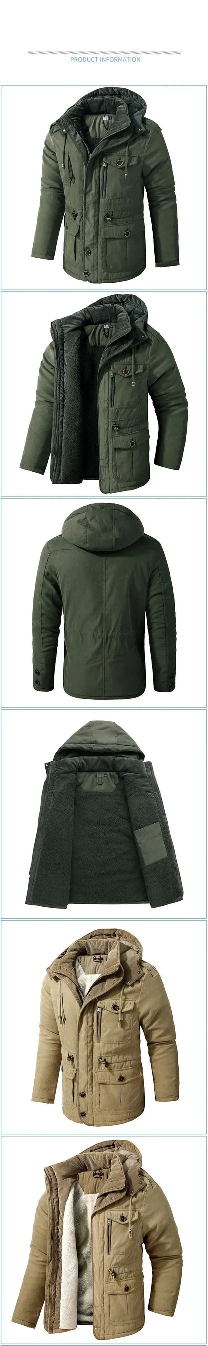 New Men's Thicken Parkas Warm Winter Jacket Cashmere Fleece Coats Military Outdoor Cotton-Padded Male Windbreaker Hooded Outwear