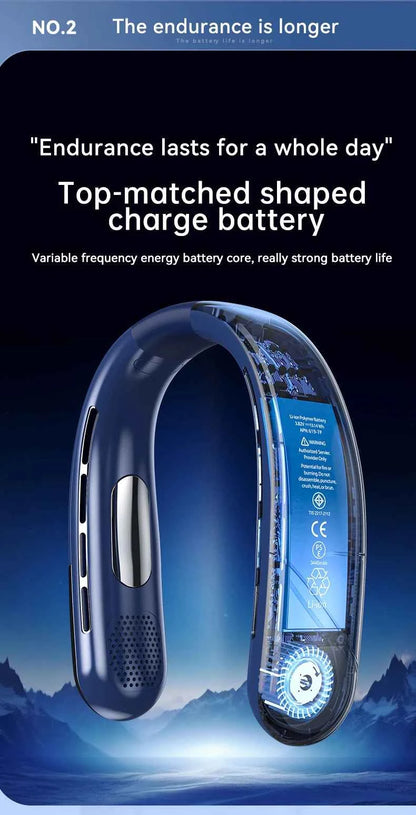 Portable Neck Fan 10000mAh Mini Bladeless Silent Neckband Fan USB Rechargeable 3 Speeds Mute Wireless Electric Neck Cooler Fans