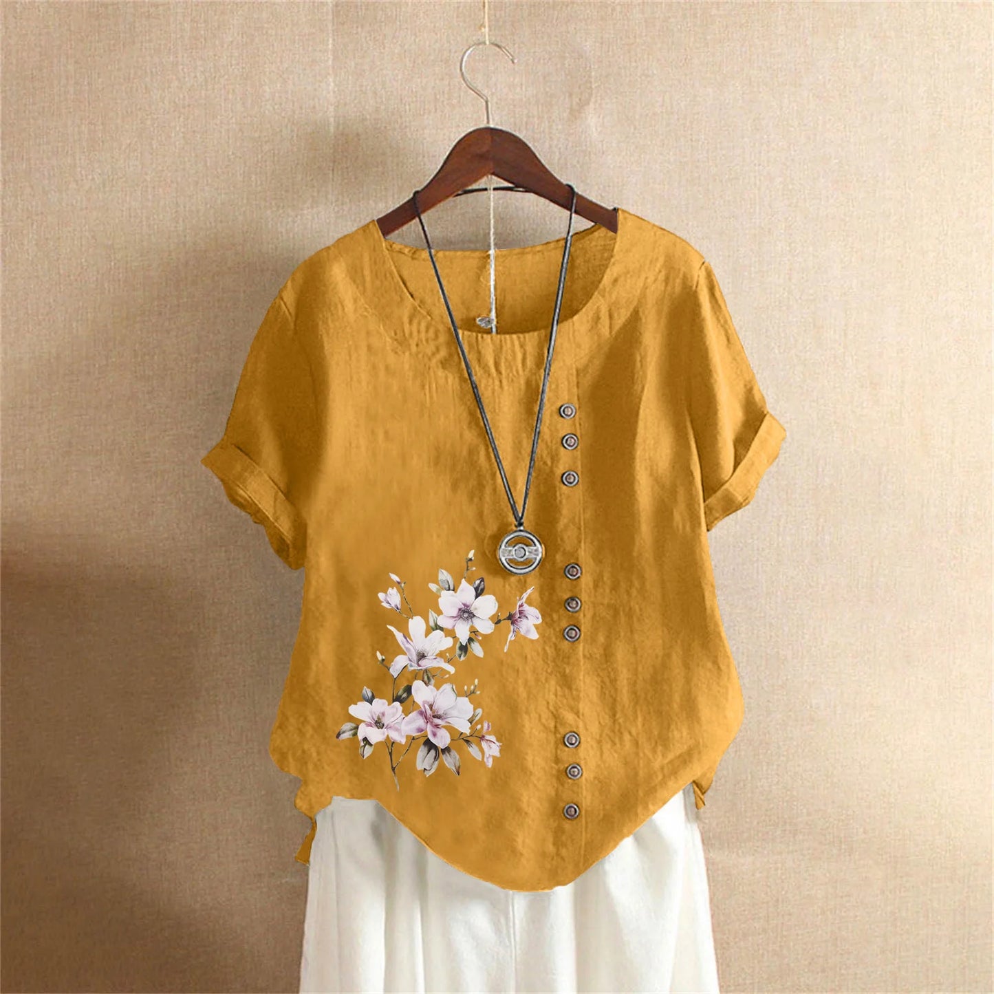 Cotton Linen T Shirt Women's Clothing Summer Retro Ladies Tops Tee Casual Loose Short Sleeve T-shirt Woman Ropa Blusas Tshirt