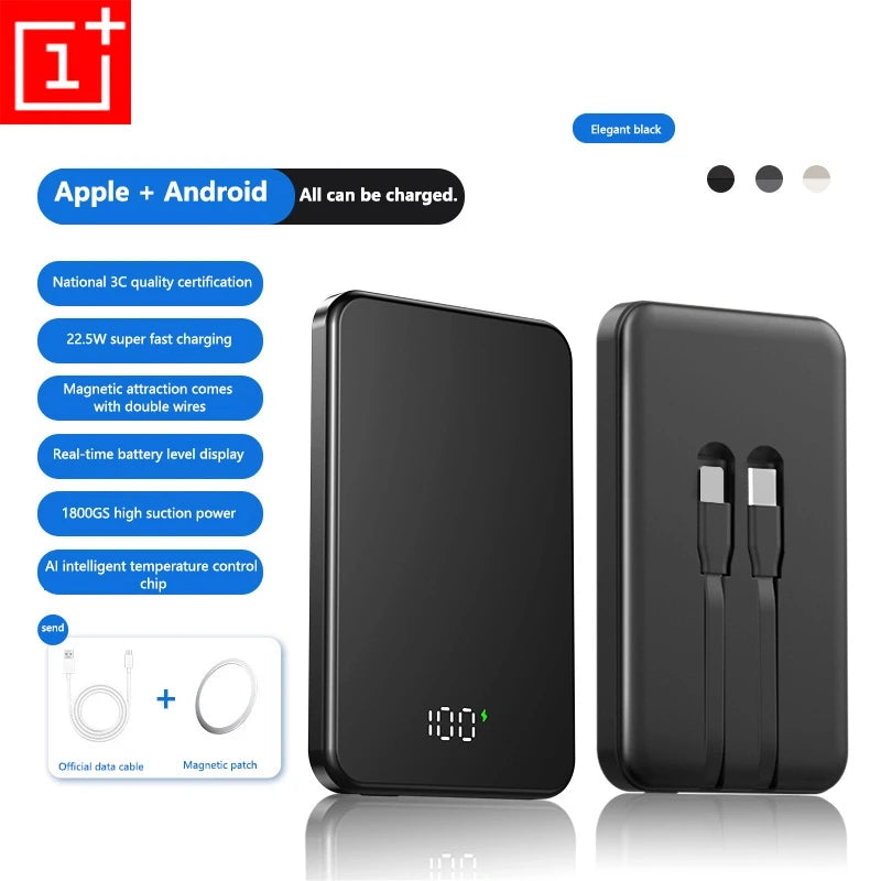 ONEPLUS 10000mAh Wireless Magnetic Power Bank Super Fast Charging Real Large Capacity Portable Battery Charger For iPhone Huawei - AMULET RING STORE